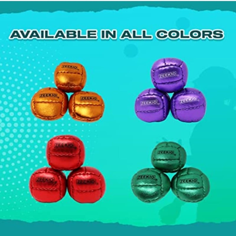 Zeekio Galaxy Juggling Balls - Metallic Series - Premium 12 Panel Genuine Leather Balls - 130g - 67mm - Pack of 3 - Metallic Purple - Image 3
